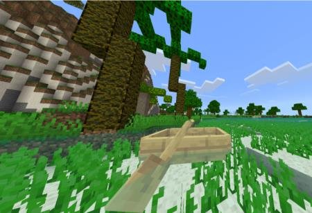 Лодка рядом со странными деревьями, растущими в тропиках