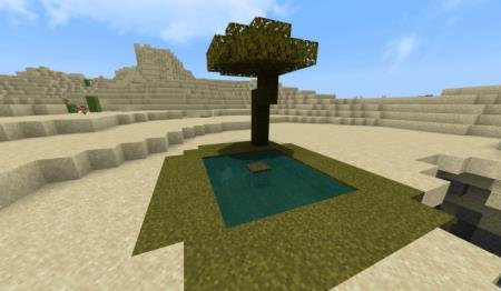 Оазис с водоёмом и пальмой, генерирующийся в пустынях