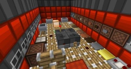 Команата с различными приспособлениями и механизмами из редстоуна