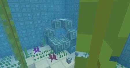 Подводный мир с новым внешним видом всех блоков и прозрачной водой