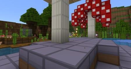 Два грибных дерева посреди реки