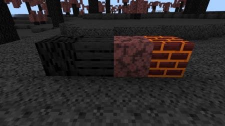 Представление обновлённых блоков гнилого дерева, гнилых деревянных досок, гнилых листьев и магмового кирпича