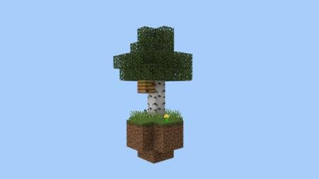 Небесный остров с берёзой, на которой расположился пчелиный улей