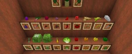 Представление множества плодов различных культур, добавляемых в игру модом