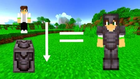 Принцип работы блока брони из руды Нижнего мира, на который необходимо встать для снаряжения в броню