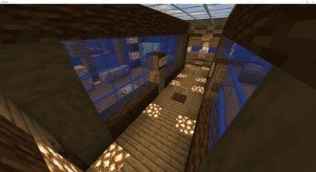 Красивый коридор с двумя помещениями по бокам, в которых располагаются творения мода