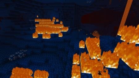 Куски пламени, полыхающие в синем биоме