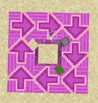 Механизм работы конвейерных блоков, передвигающих 4 блока по кругу