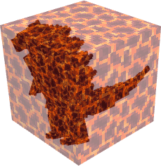 Огненный Годзилла на фоне лавового блока