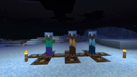 Три зомби с надетыми сапфировыми шлемами