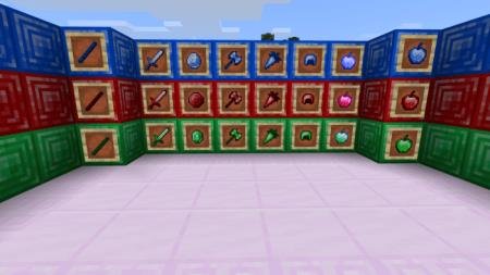 Представление всех предметов, которые можно создать с помощью сапфира, изумруда и рубина