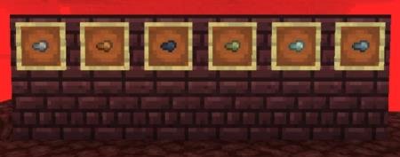 Представление самородков в рамках, крафтящихся из соответствующей руды Нижнего мира