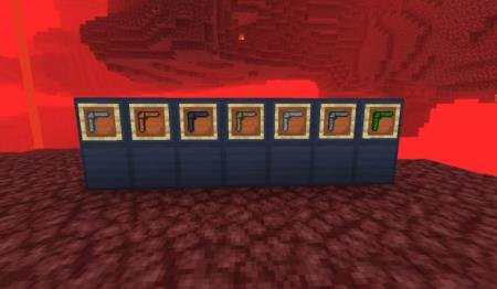 Представленные в рамках виды бумерангов, крафтящихся из разных руд Нижнего мира