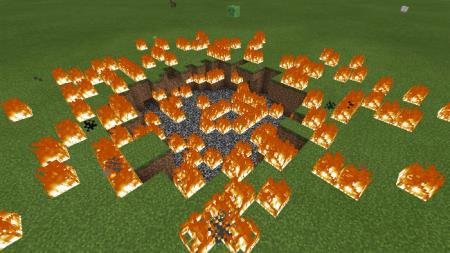 Взрыв и радиус взрыва бомбы замедленного действия в Майнкрафт