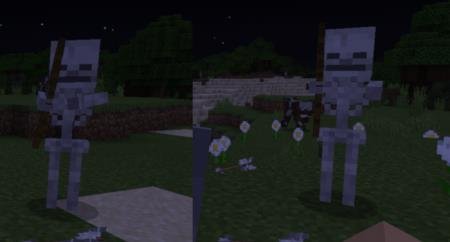 Скелет направляет стрелу на врага при выстреле из лука