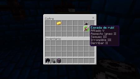 Рубиновый меч со всеми зачарованиями, который можно найти в храмах, сокровищницах и редких структурах