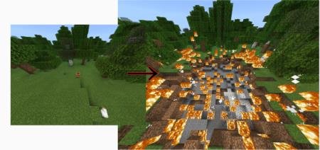 Напалм, производящий огромный взрыв и оставляющий языки пламени повсюду