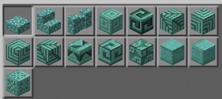 Представленные узоры призмариновых блоков и полублоков