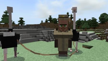 Дикий житель с двумя прирученными страусами