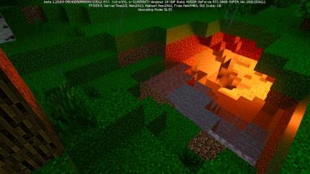 Яркий свет от лавового образования в пещере