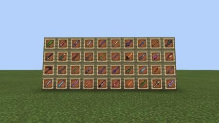 Представление всех добавляемых модом мечей