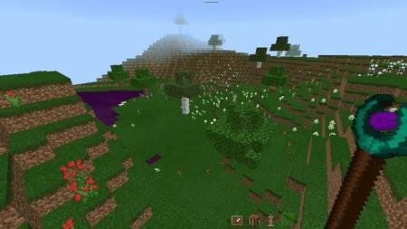 Игрок над равниной с жезлом мгновенного перемещения в руках