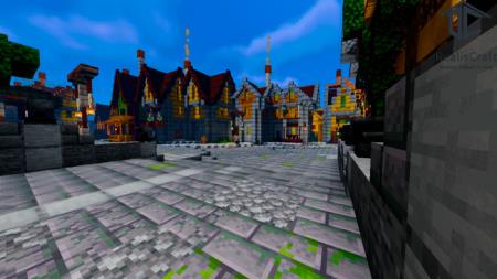 Множество красивых и реалистичных крепостей в средневековом городе Майнкрафта