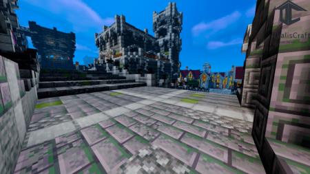 Вид на крупный средневековый город с текстурами "Реалистичность"