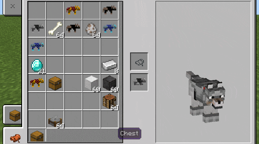 Волк в железной броне, снаряжённый сундуком