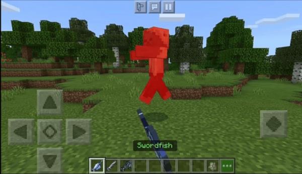 Игрок с рыбой-мечом в руках атакует кадавра