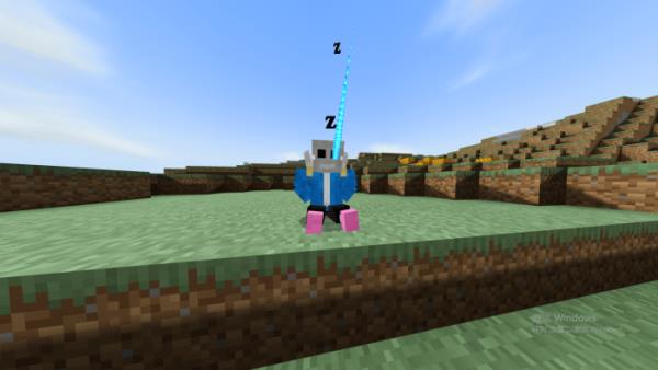 Санс спит на равнине в игре