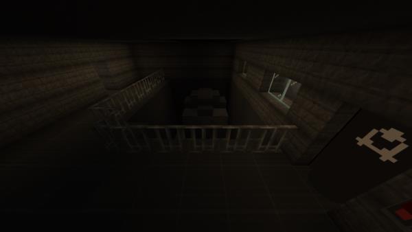 Игрок стоит на надзорном мостике в темноте