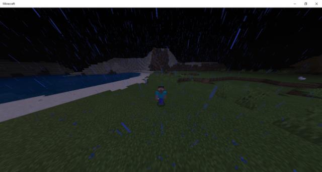 Стив ночью стоит под дождём