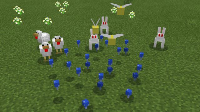 Зайцы и курицы на поляне