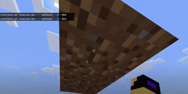 Спавн блоков грязи над головой