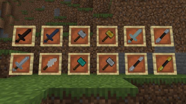 Все представленные в моде виды оружия