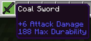 Угольный меч в инвентаре у игрока