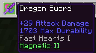 Характеристики меча дракона, среди которых - быстрый сбор предметов