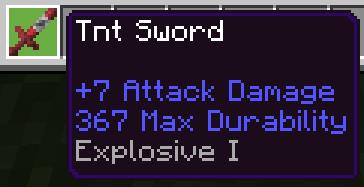 Меч TNT со способностью взорваться, не причинив вред игроку
