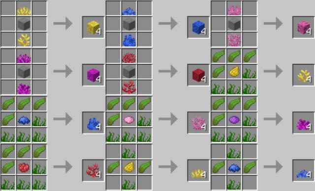 Рецепты крафта подводных блоков и растений