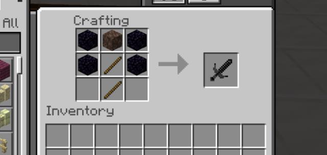 Крафт меча темноты, позволяющего игроку видеть в темноте