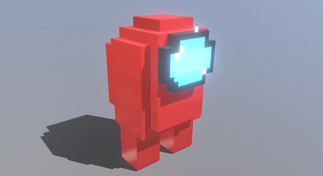 NPC, представляющий собой красного члена экипажа из Among Us