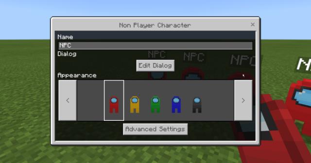 Возможные настройки созданных NPC в виде выбора скина и смены ника