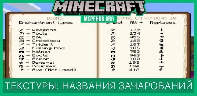 Текстуры: Названия зачарований