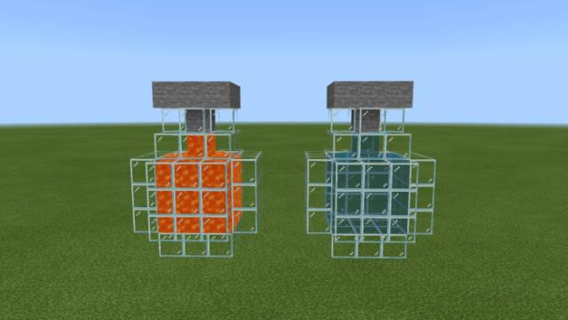 Большие емкости с водой и лавой