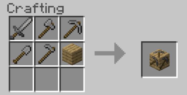 Крафт каменного ящика с инструментами