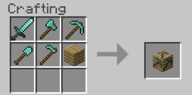 Крафт алмазного ящика с инструментами