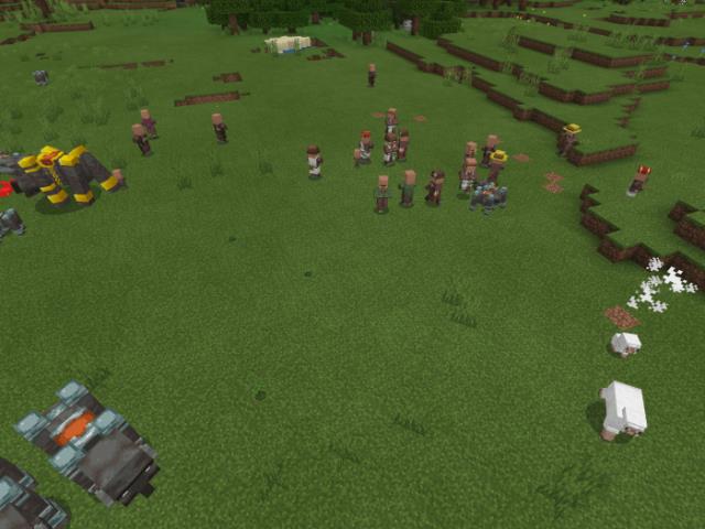 Разрушитель-босс дерется с сельчанами