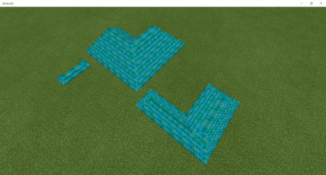 Игрок строит синюю крышу