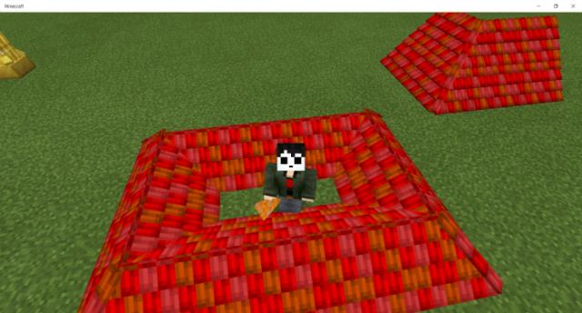 Игрок строит красную крышу